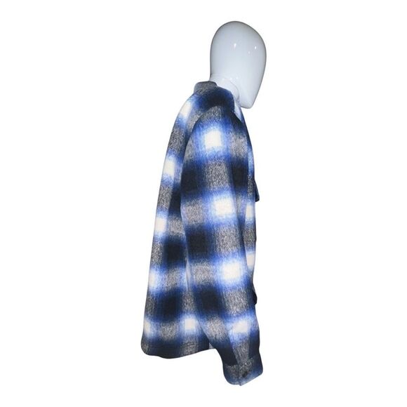 Old Navy Mens Cobalt Blue Plaid Shacket Shirt Jacket XXXL NWOT - Picture 6 of 8